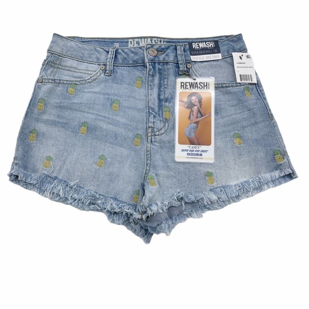 Rewash "Casey" Super High Rise Pineapple Embroidered Shorts 28 / 7R NWT